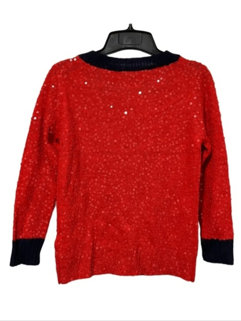 J CREW WOMEN'S RED SEQUIN MERINO WOOL SWEATER SIZE MEDIUM